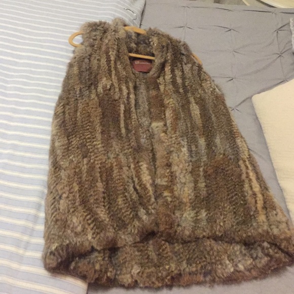 525 america Tops - 525 America rabbit fur vest with hood
